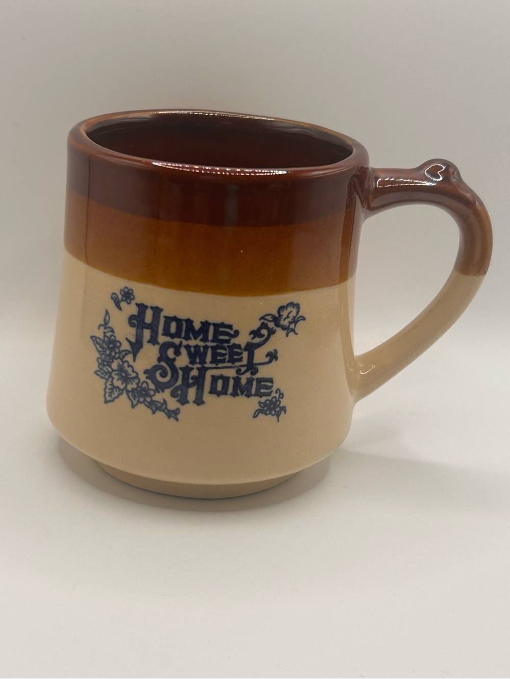 Vintage Home Sweet Home Tea Toter Mug | 1970s Stoneware Tea Bag Holder Cup |